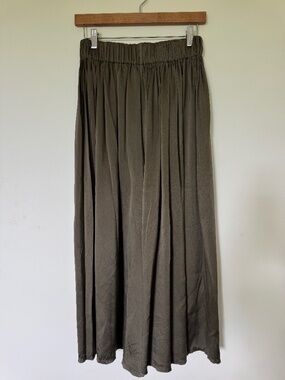 Miranda Bennett Studio Silk Wide Leg Palazzo Pants - Olive - One Size